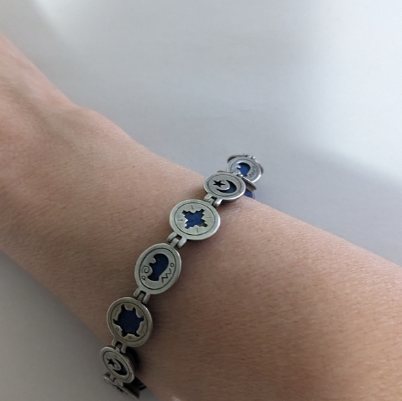 Lapis Sterling SW Native symbols reversible bracelet - Picture 4 of 8